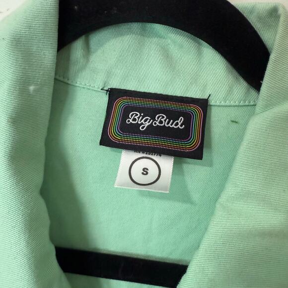 Big Bud Press Work Wear Jacket Bomber Mint Green Small Cotton Full Zip Mechanic - Picture 3 of 7